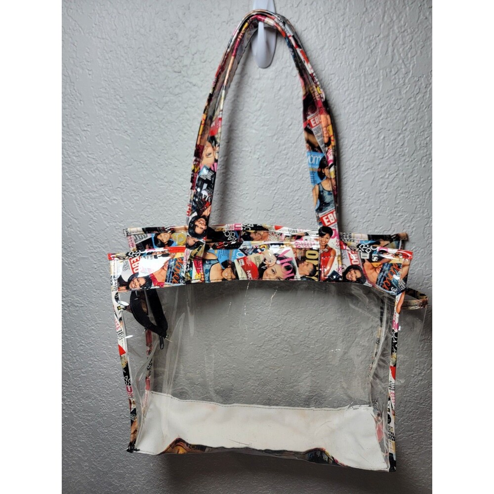 Michelle Obama Ebony Essence Magazine Collage Clear Vinyl Tote Bag Stadium...